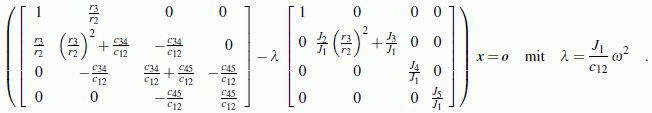 Matrizeneigenwertproblem für den Torsionsschwinger