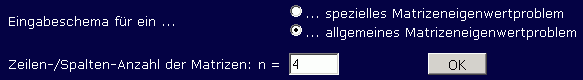 Einstellungen für das aktuelle Problem