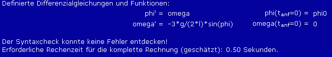 Eingabeprotokoll nach Syntaxcheck