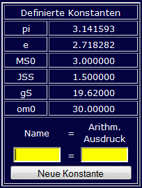 Definierte Konstanten