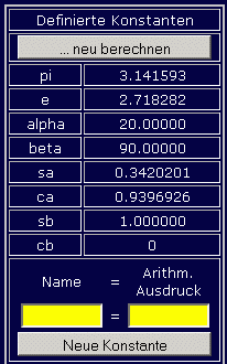 Definierte Konstanten, neu berechnet