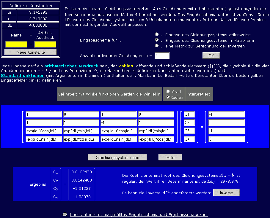 Beispiel 3, Eingabe und Lösung