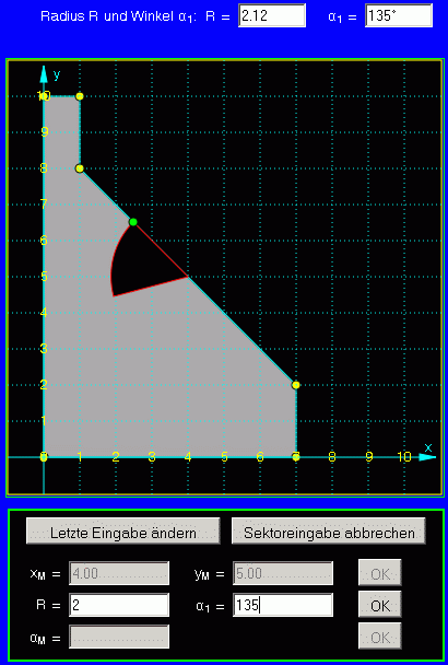 Eingabe des Halbkreisausschnitts