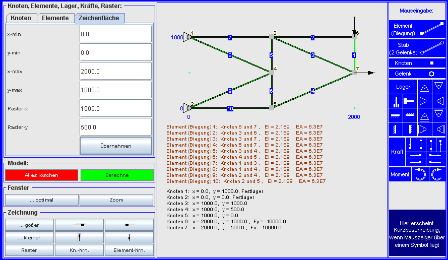 Biegesteifes System, komplett eingegeben